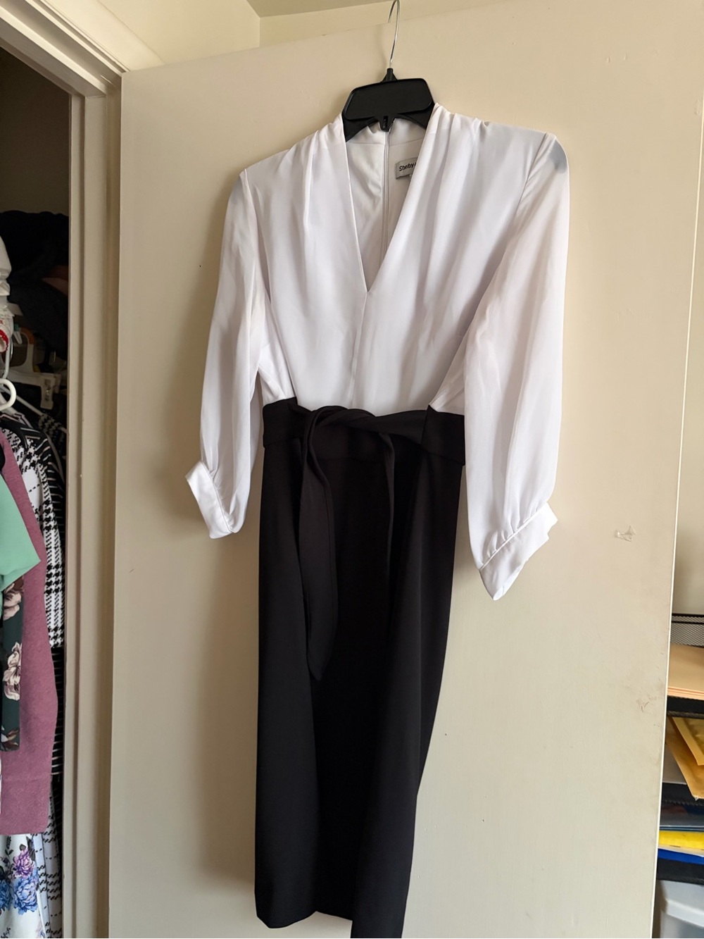 Shelby & Palmer White Draped Wrap-Style Dress